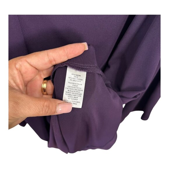 Connected Apparel Women Purple Draped Dress & Cardigan Set Sz 14W Poly- Spandex - Picture 6 of 15